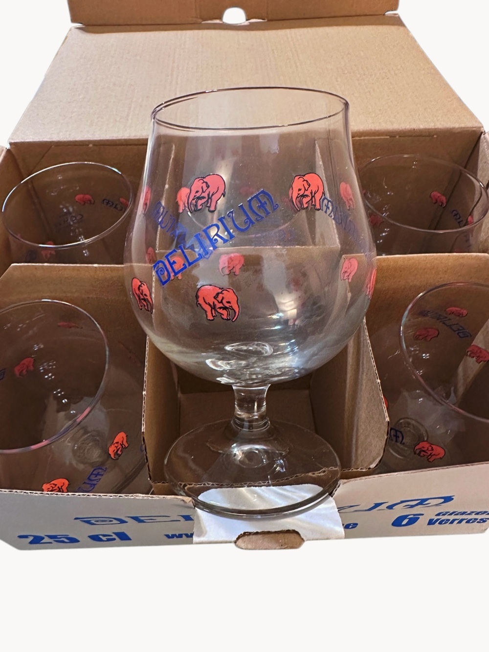 Delirium Tremens Pink Elephant 25cl Beer Glasses Set of 6 New in Box